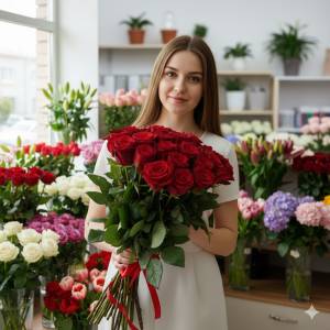 25 роз 60 см
