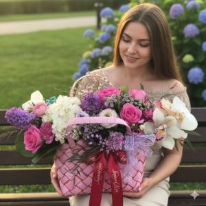 Букет с гиацинтами "Розовая нежность"