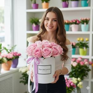 Пионовидные розы №15 в коробке