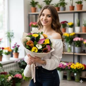 Букет из калл "Калейдоскоп цвета"