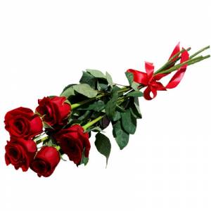 Букет из 5 красных роз 70 см