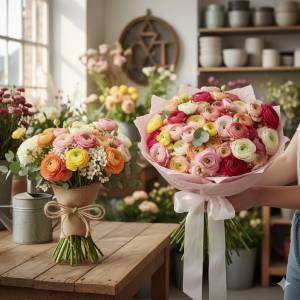 Букет из ранункулюсов "Цветочное изобилие"