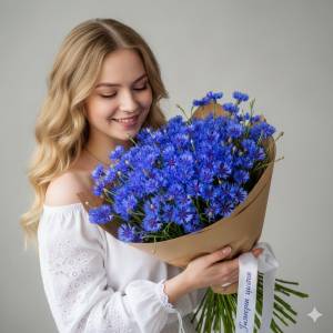 Букет из Васильков "Синяя Гармония"