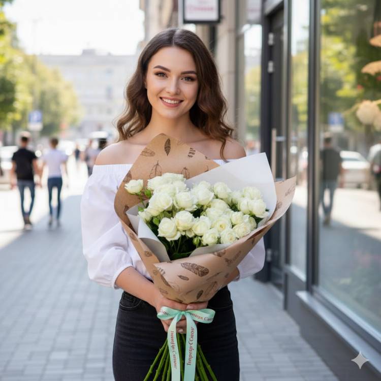 Букет 9 веток кустовой розы "Дежавю" Букет 9 веток кустовой розы "Дежавю"