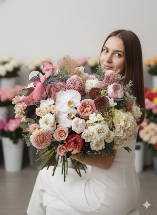 Букет с астрами "Лолита"