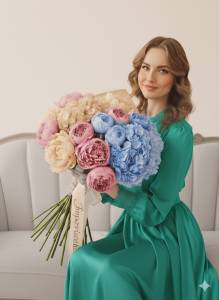 Букет из гортензий +и пионов