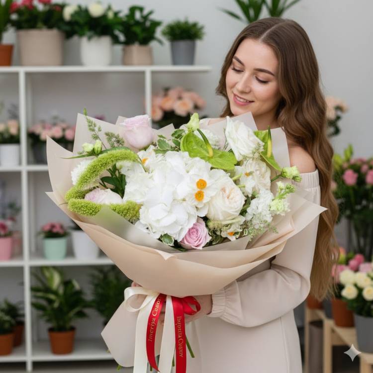 Букет с нарциссами "Свежесть"